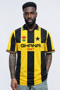 Sankofa Black and Yellow striped Ghana Retro Jersey